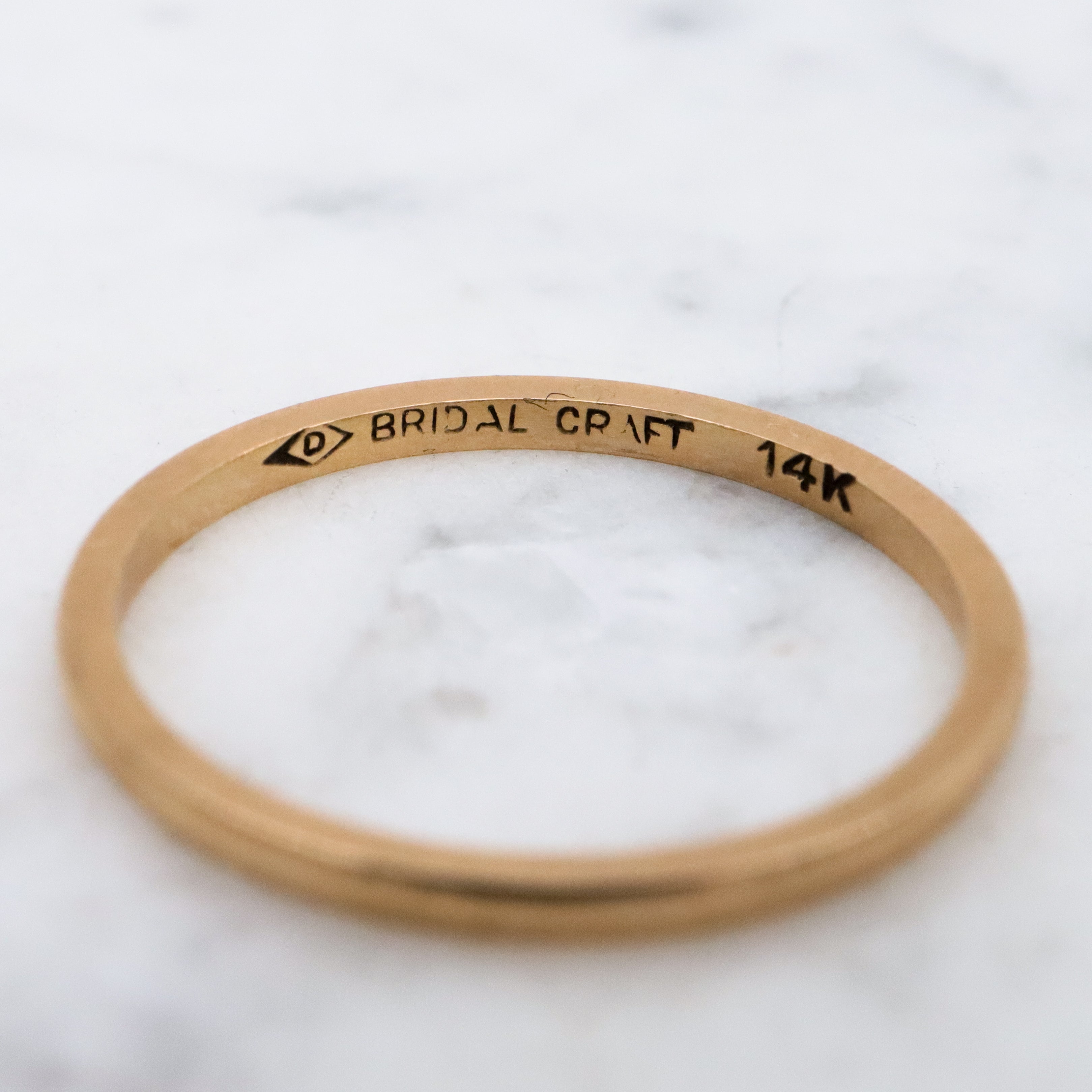 Vintage Bridal Craft 14k gold flat edged wedding band, sz 7.25